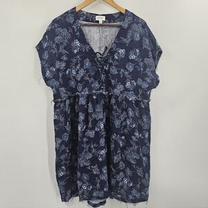 Muslim Blue Floral Swim Cover Size 1X